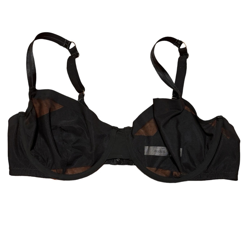 Auden Unlined Demi Coverage Underwire Black Bra Hook & Eye Back Closure 38D